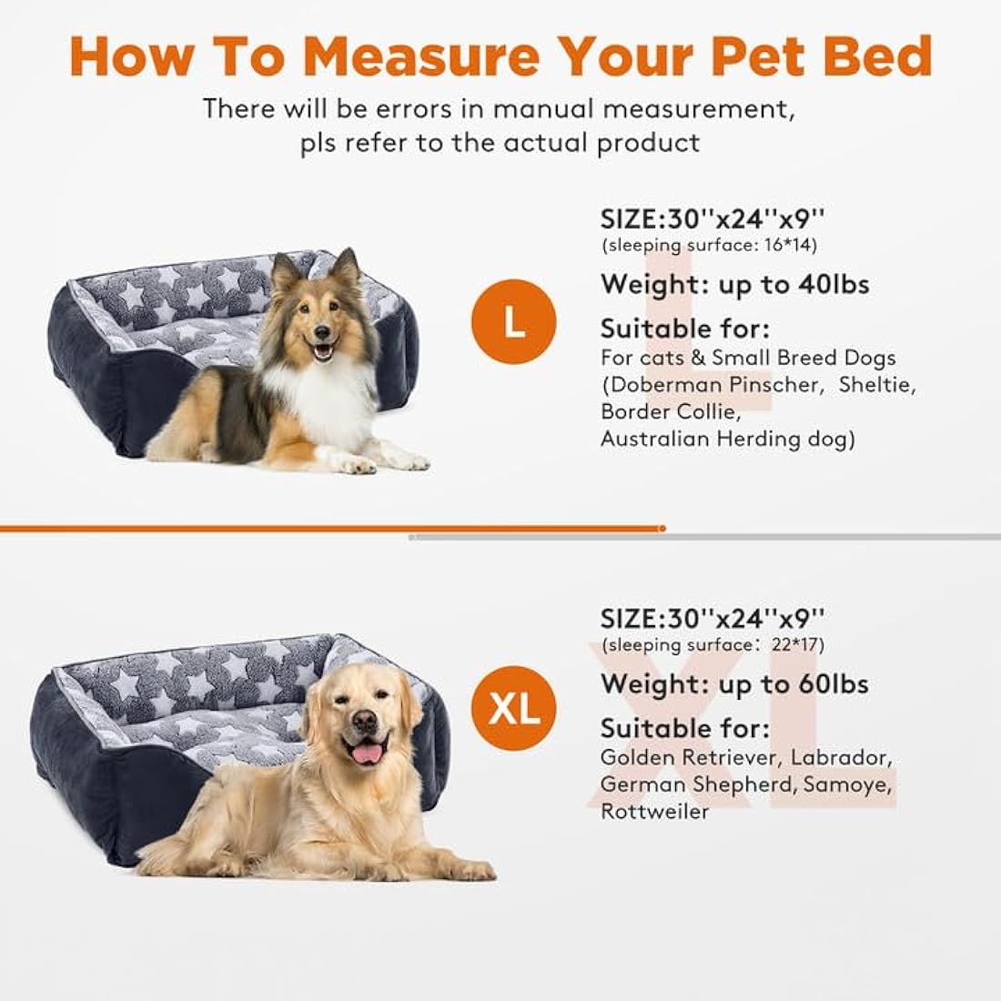 Jolof Store Extra Large Dog Bed – Washable Plush Grey Pet Cushion