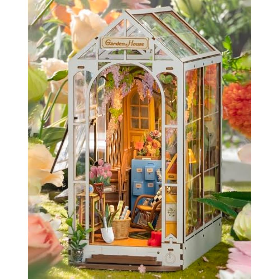 Rolife Gardenhouse Book Nook Kit – DIY 3D Miniature House with LED Lights