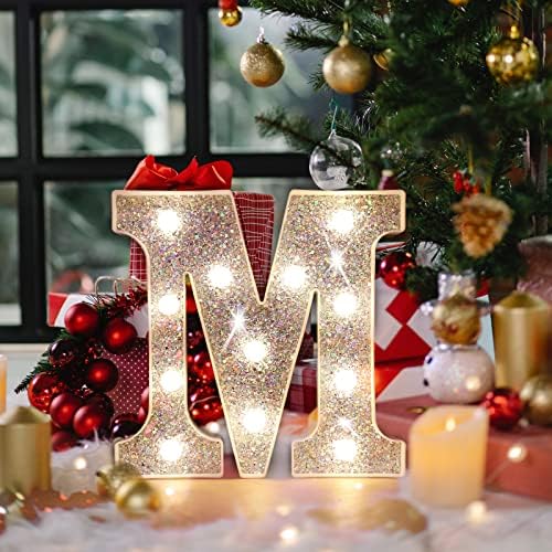 Jolof Store Silver LED Marquee Letter C - Glitter Alphabet Night Light
