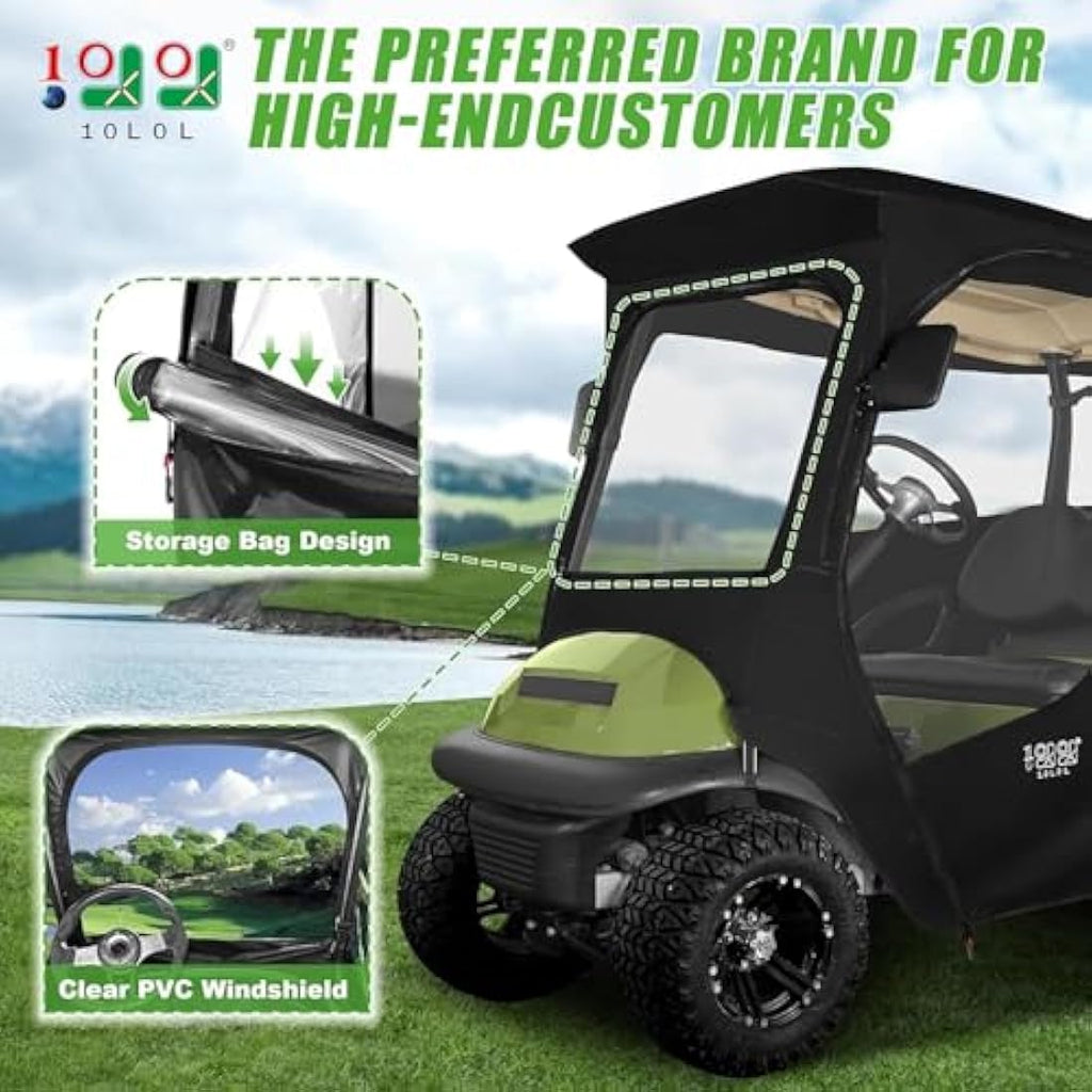 10L0L Club Car Precedent 2-Passenger Golf Cart Enclosure | 600D Black