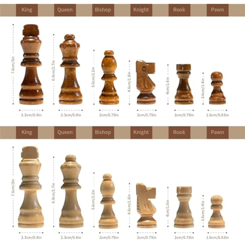 Syrace Magnetic Wooden Chess Set – 15.7" Hand Carved Foldable Travel Board