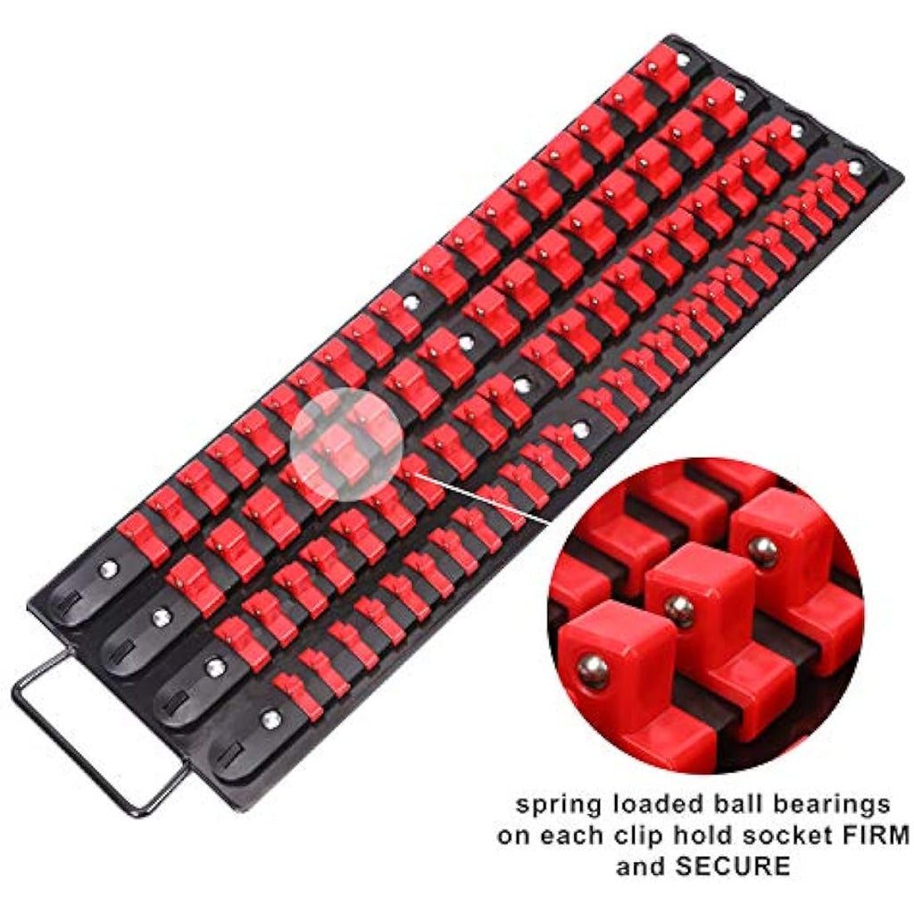 CASOMAN 80-Piece Socket Organizer Tray | 1/4, 3/8, 1/2-Inch Drive Rails