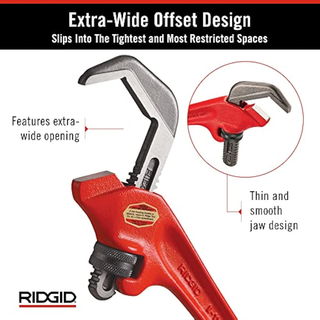 RIDGID E-110 Offset Hex Wrench – 9.5-Inch Plumbing Wrench for Nuts