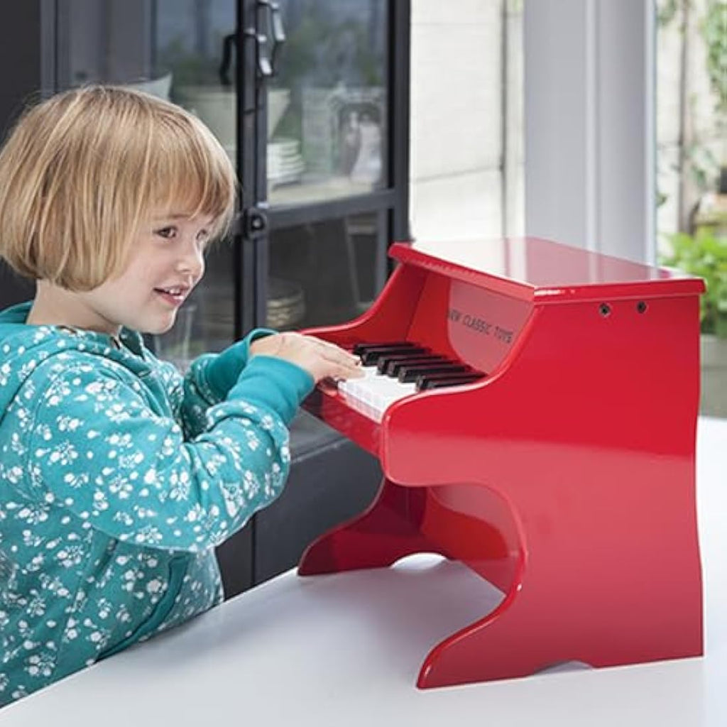 New Classic Toys Wooden Grand Piano for Toddlers with Music Book – Red