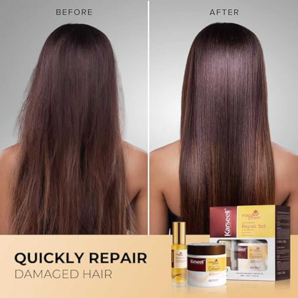 Karseell Collagen Hair Mask & Maca Essence Oil Set for Damaged Hair