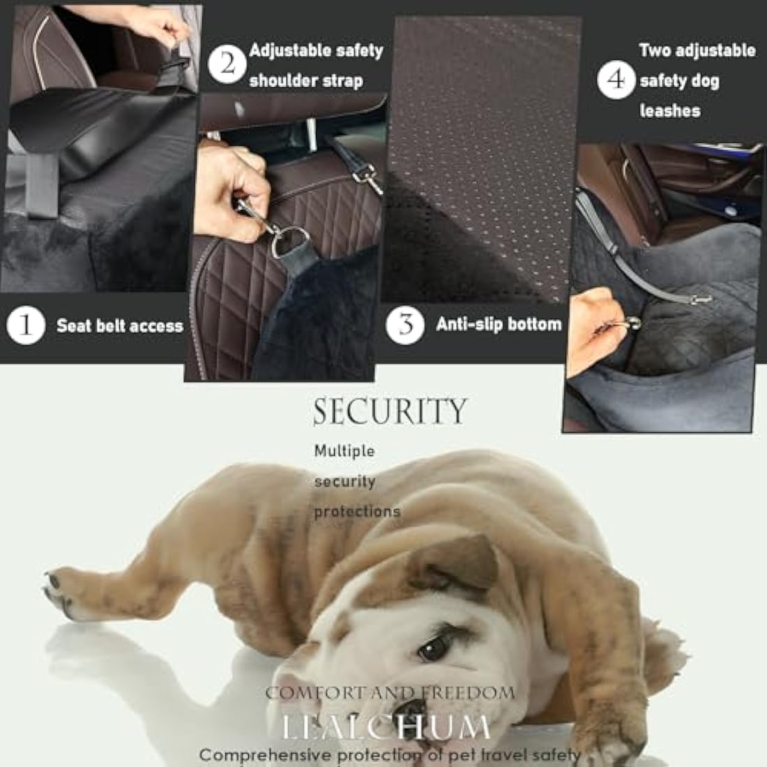 Lealchum Dog Booster Car Seat | Elevated Memory Foam Pet Bed for S/M Dogs
