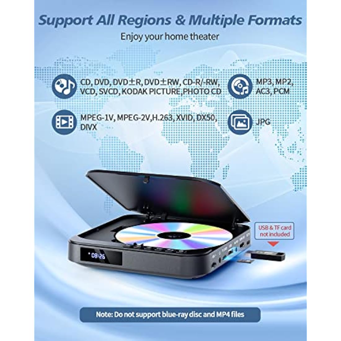 DESOBRY Mini DVD Player – 1080P HDMI Region Free Player for TV & RV