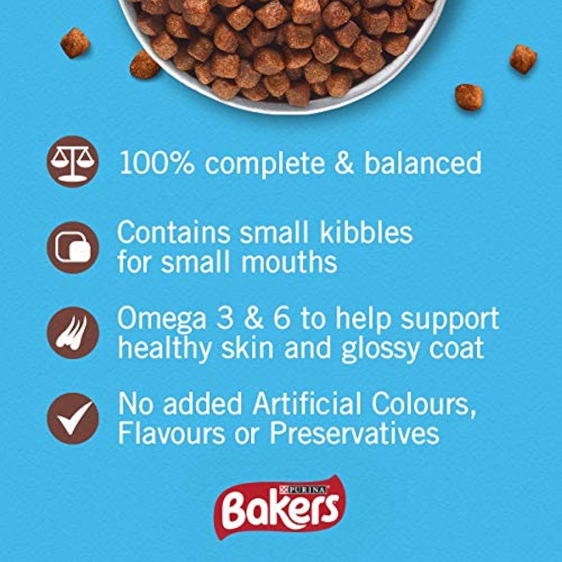 Bakers Meaty Meals Beef Dry Dog Food for Small Adults - 1kg (Pack of 4)