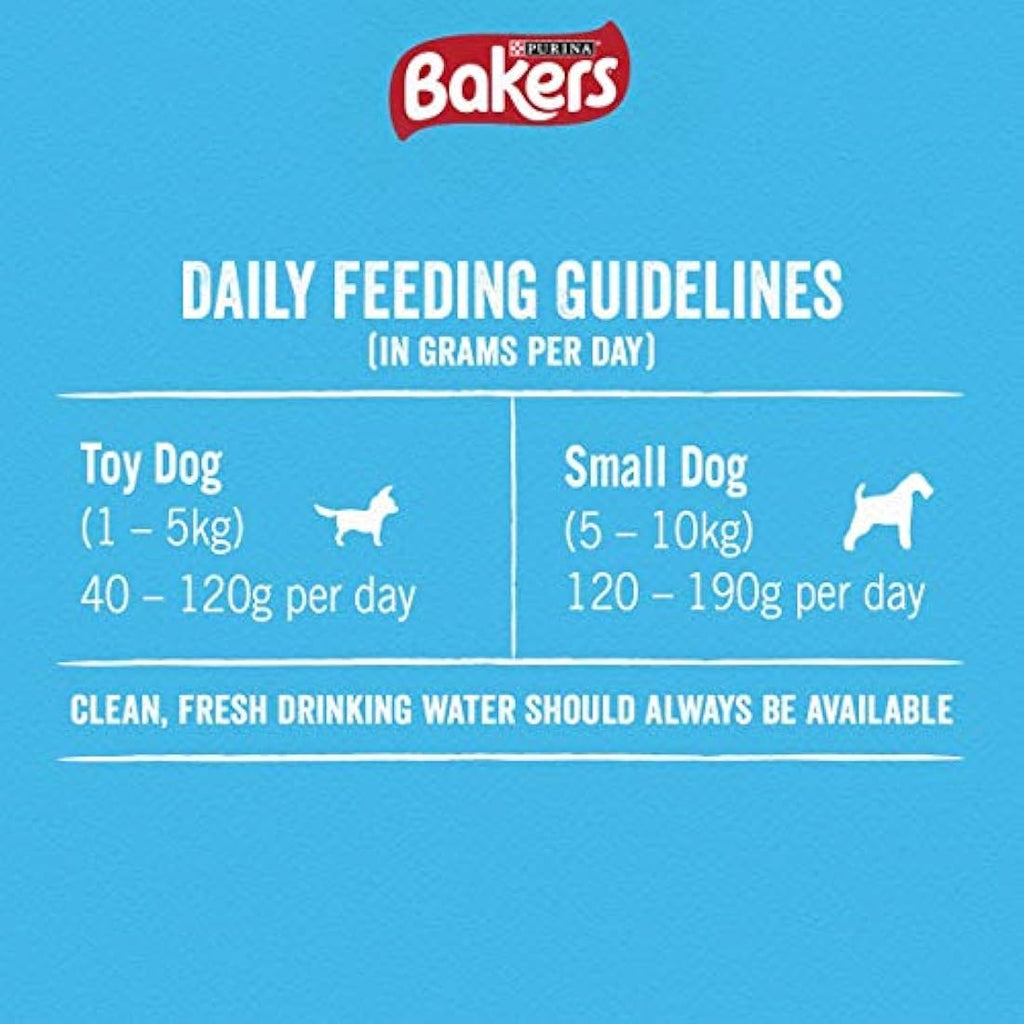 Bakers Meaty Meals Beef Dry Dog Food for Small Adults - 1kg (Pack of 4)