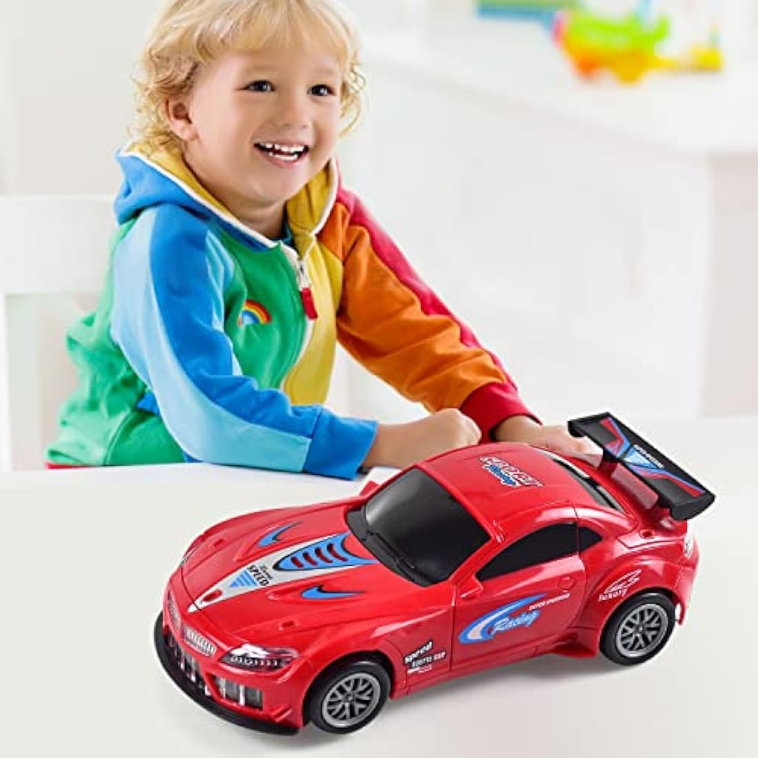 Jolof Store Transforming Car Toy with Lights and Sound - 1:36 Red