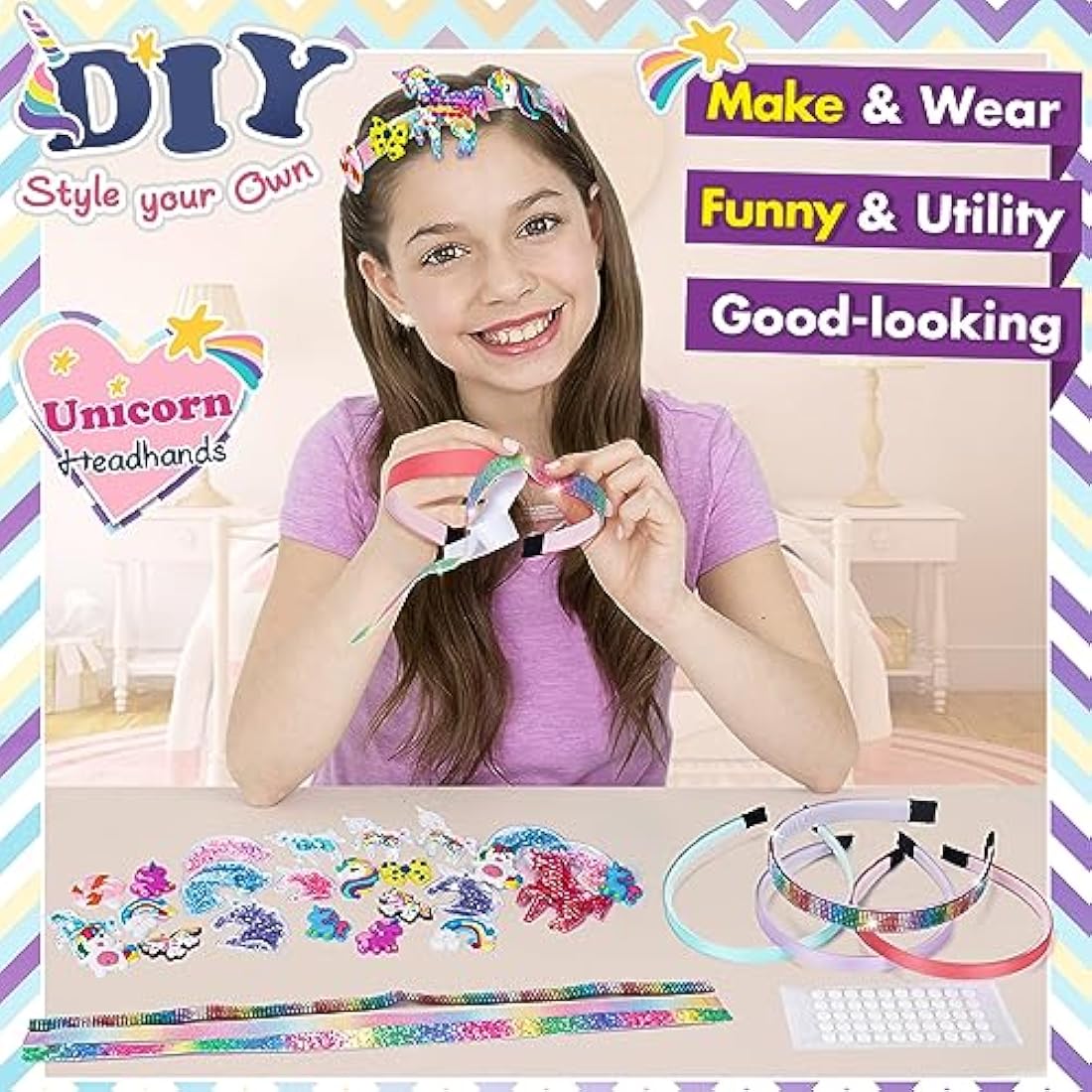 Unicorn DIY Hair Accessories Craft Kit for Girls Ages 6-12