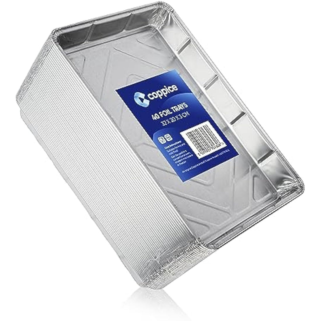 Coppice Aluminium Foil Trays | 32x20x3cm Baking & BBQ Trays | 40 Pack
