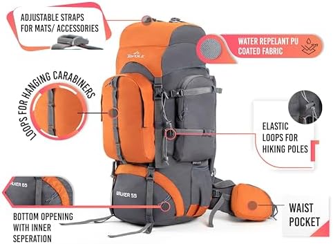 Tripole Walker 65L Hiking Backpack | Internal Frame & Rain Cover