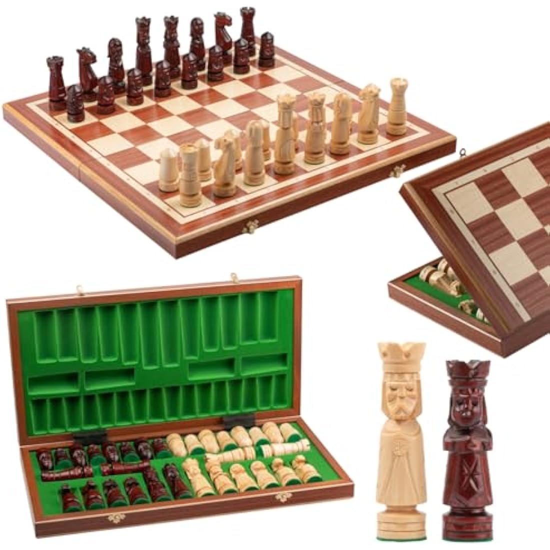Jolof Store Castle Deluxe XL Wooden Chess Set – Handmade 22 Inch Board