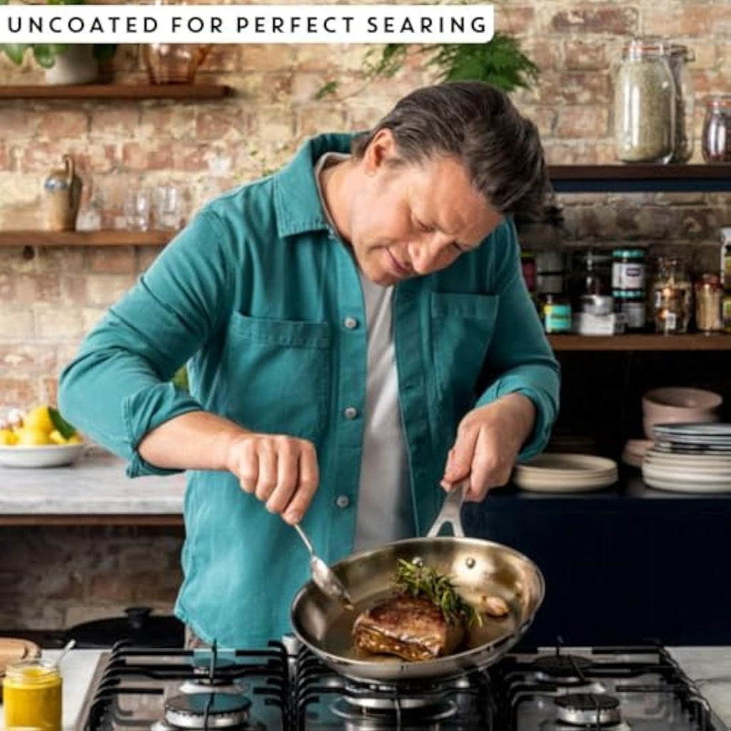 Jamie Oliver by Tefal 24cm Frying Pan | Uncoated Stainless Steel