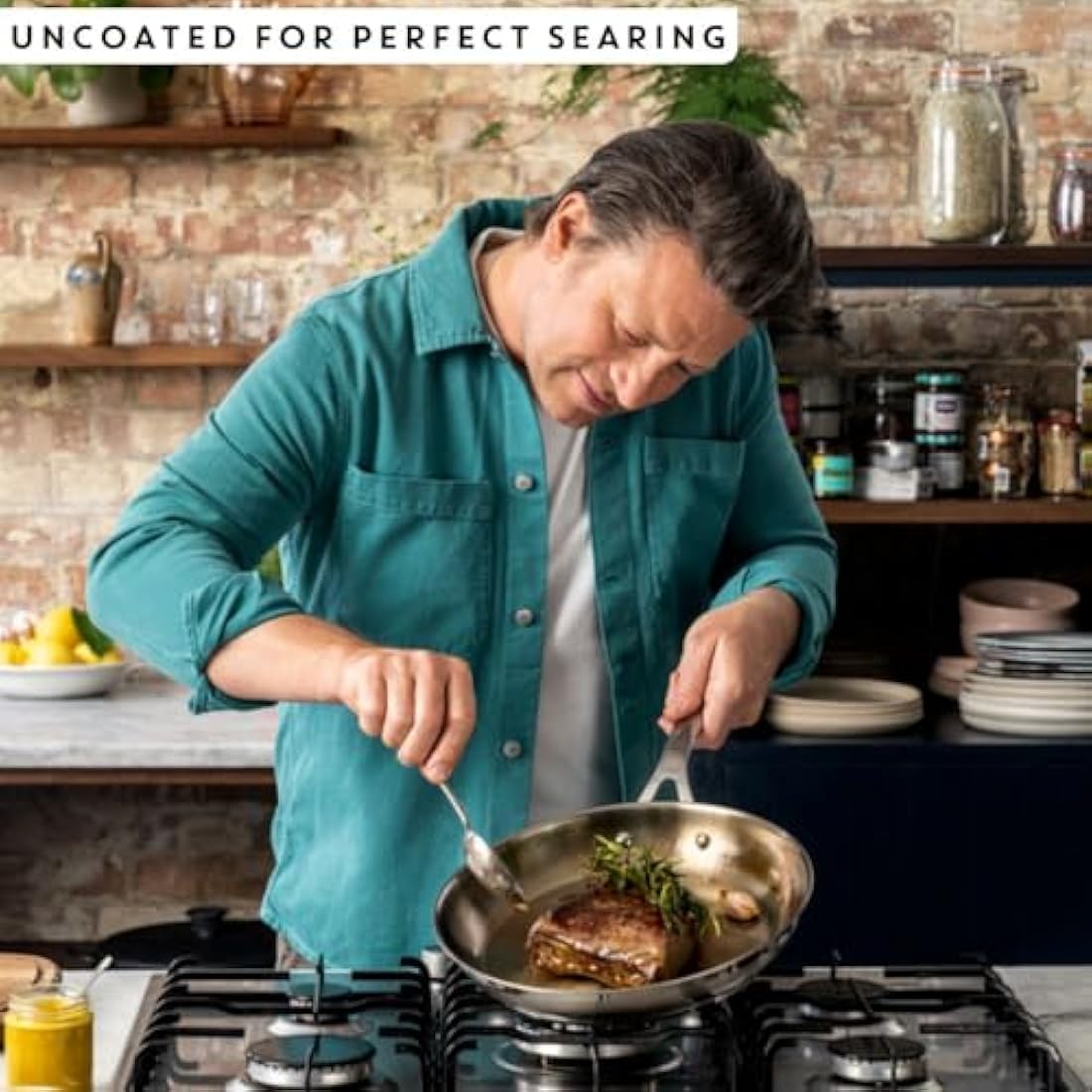 Jamie Oliver by Tefal 24cm Frying Pan | Uncoated Stainless Steel