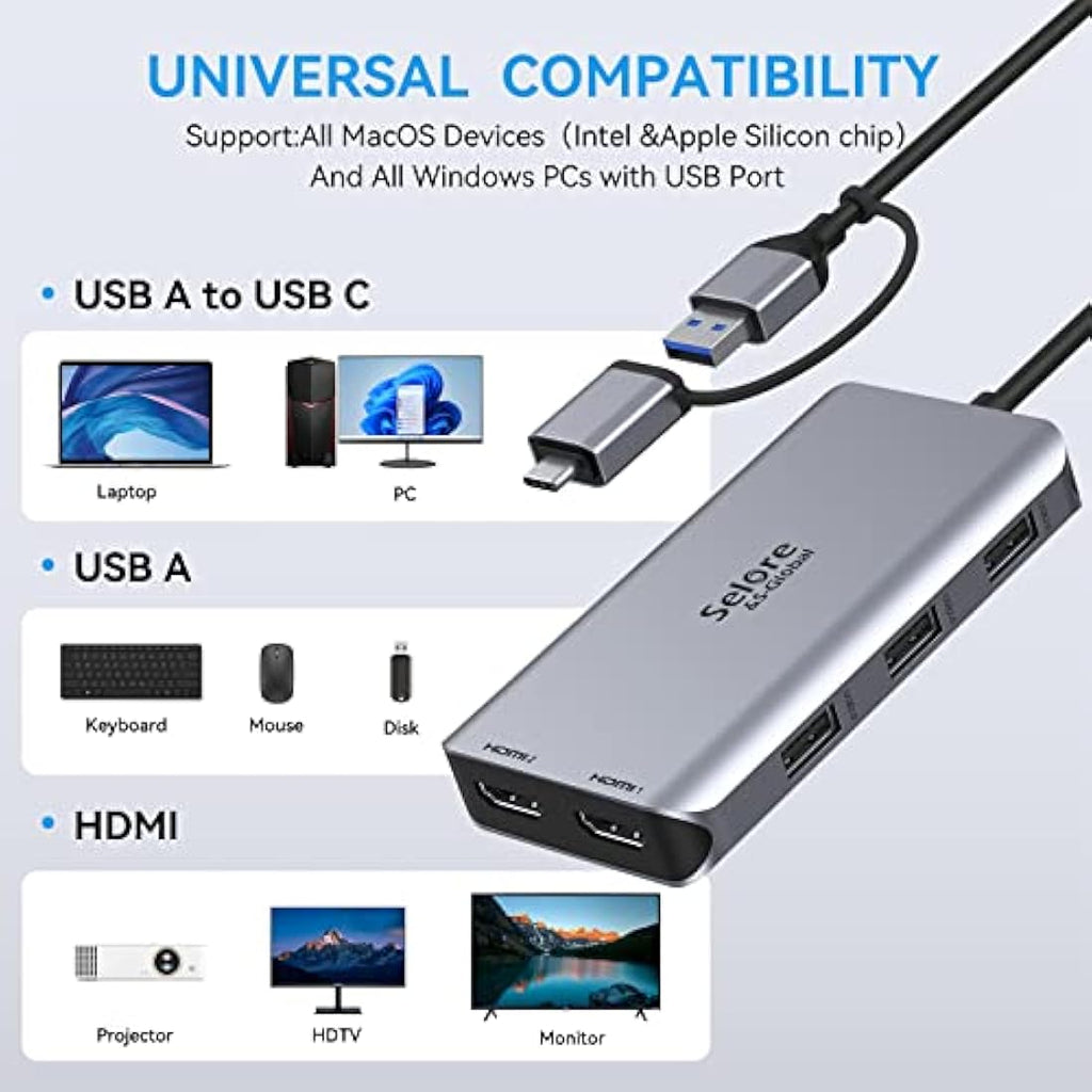 USB 3.0 Docking Station – Dual HDMI Adapter for MacBook & PC