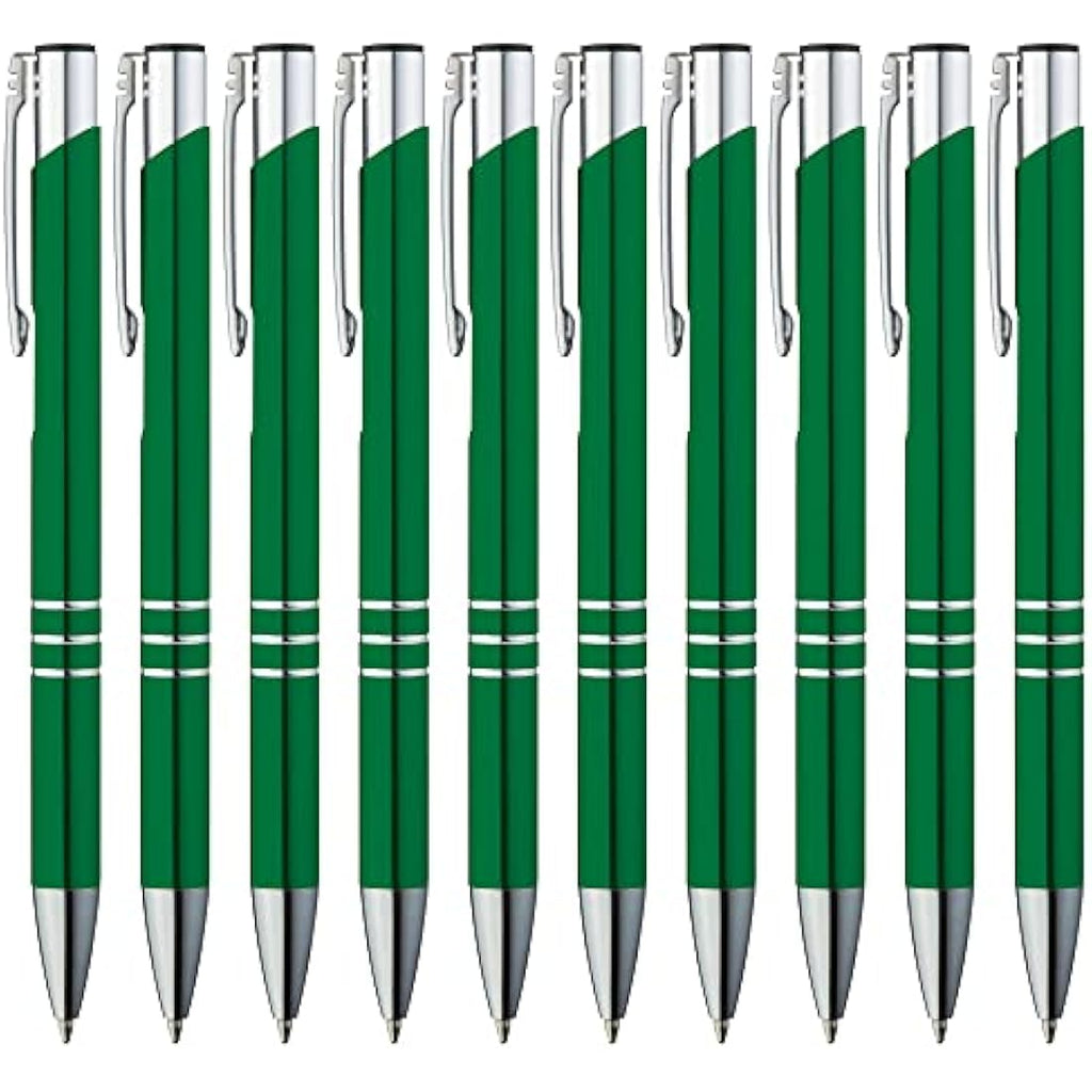 GIMEI Metal Ballpoint Pen Set – Pack of 50 – Blue Ink – Green