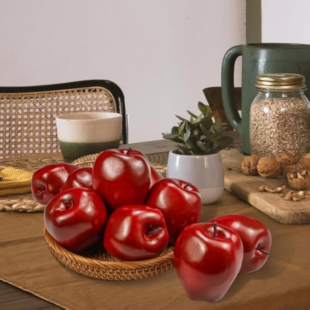 Lorigun Artificial Red Delicious Apples – 6 Pcs Faux Fruit for Home Decor