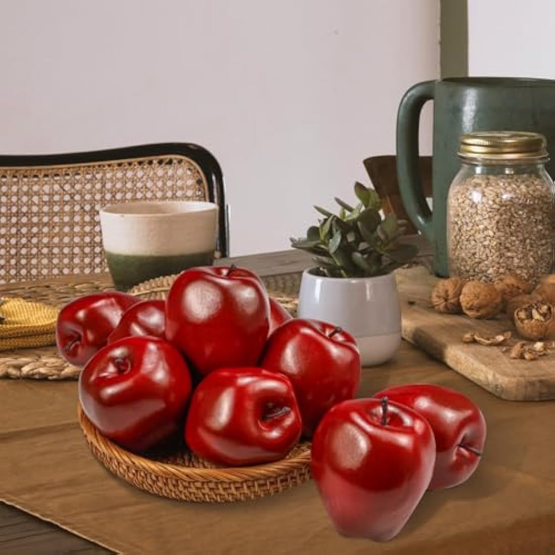 Lorigun Artificial Red Delicious Apples – 6 Pcs Faux Fruit for Home Decor