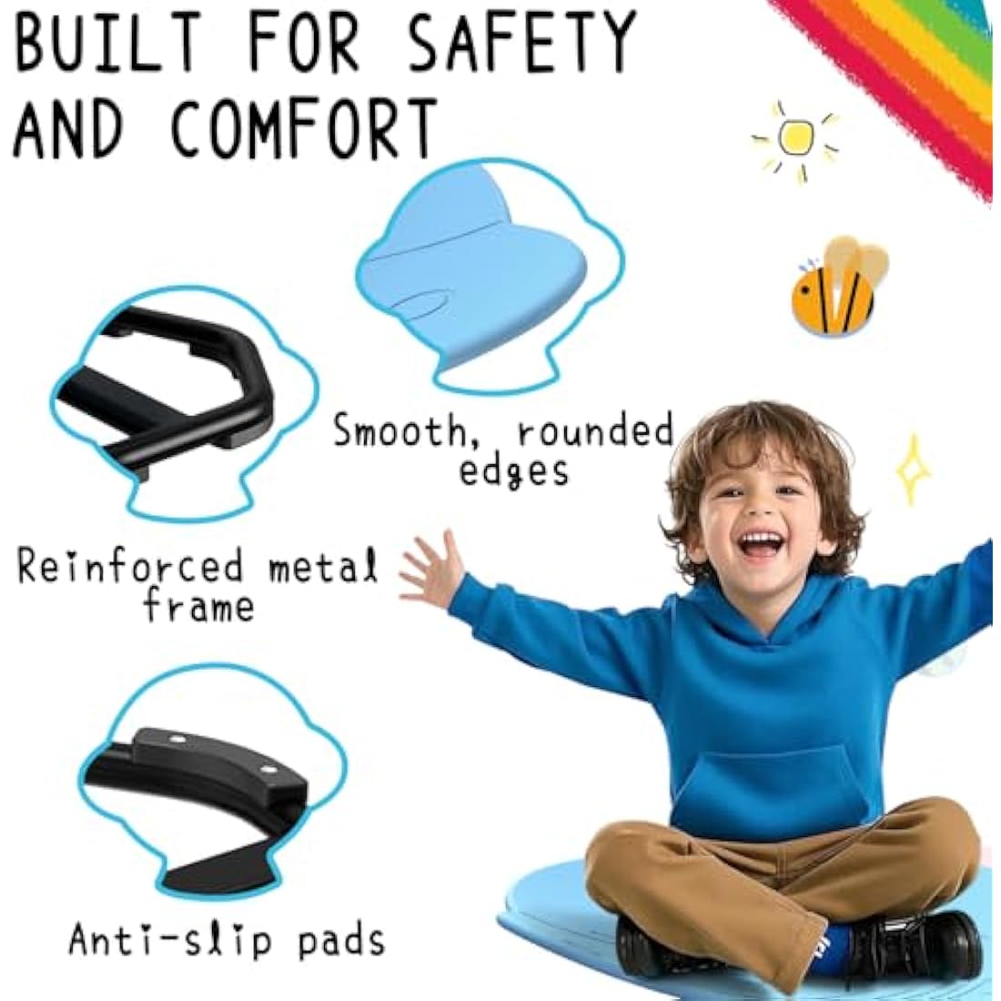 Evie Bee Sensory Spinning Chair for Autism & ADHD - 360° Swivel Seat, Blue
