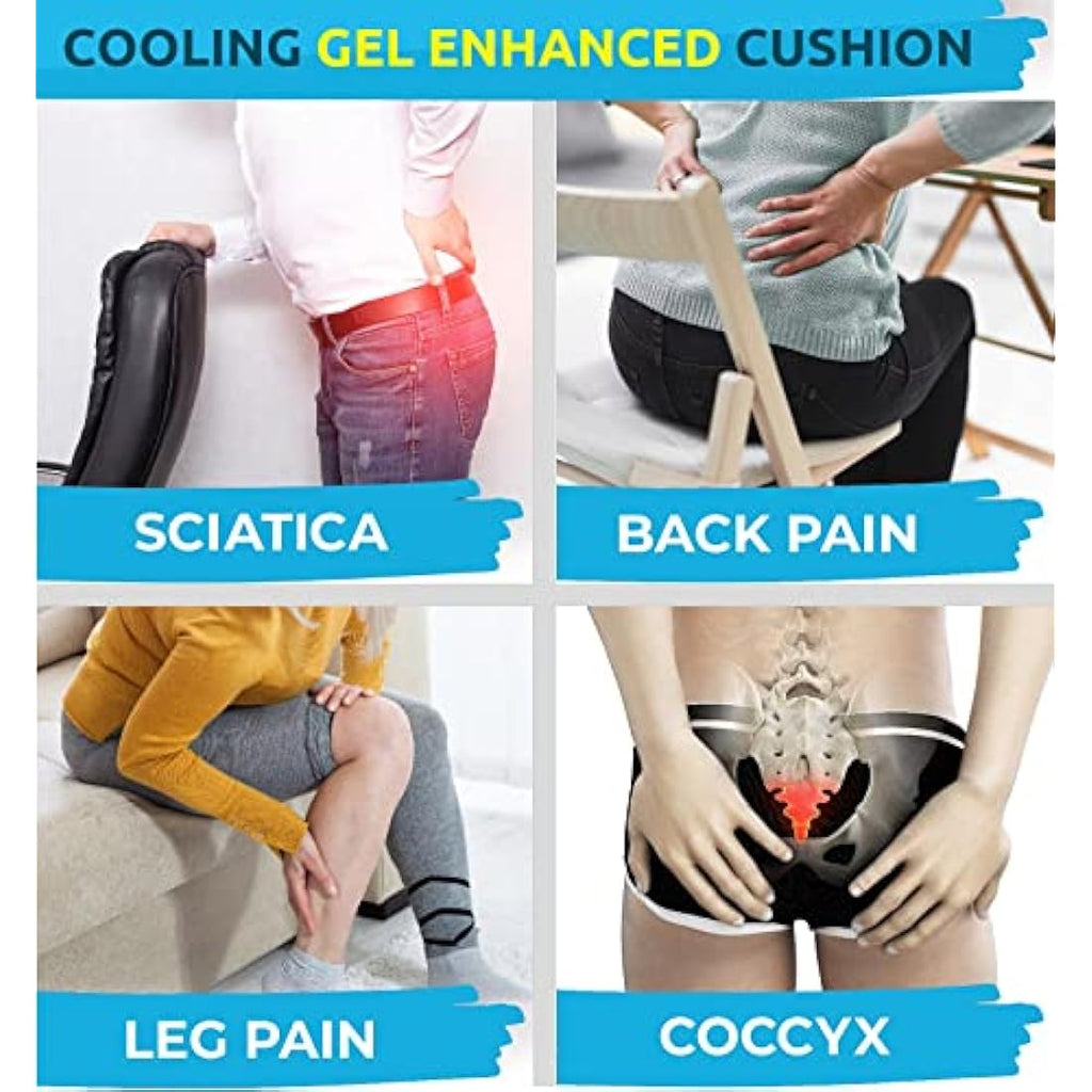 Orthopedic Memory Foam Seat Cushion – Gel Coccyx Relief