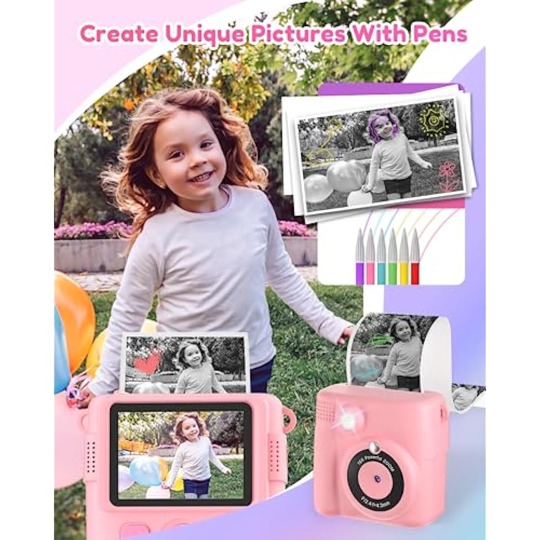 YORKOO Kids Instant Print Camera – 1080P HD Digital Camcorder with 32GB SD