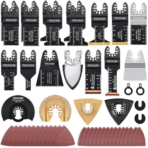 PECHAM 102PCS Oscillating Multitool Blade Kit | Titanium Wood Metal Blades