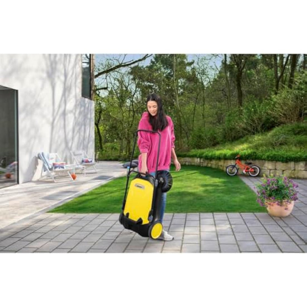 Kärcher S 4 Mechanical Sweeper – Manual Outdoor Floor Cleaner, Yellow