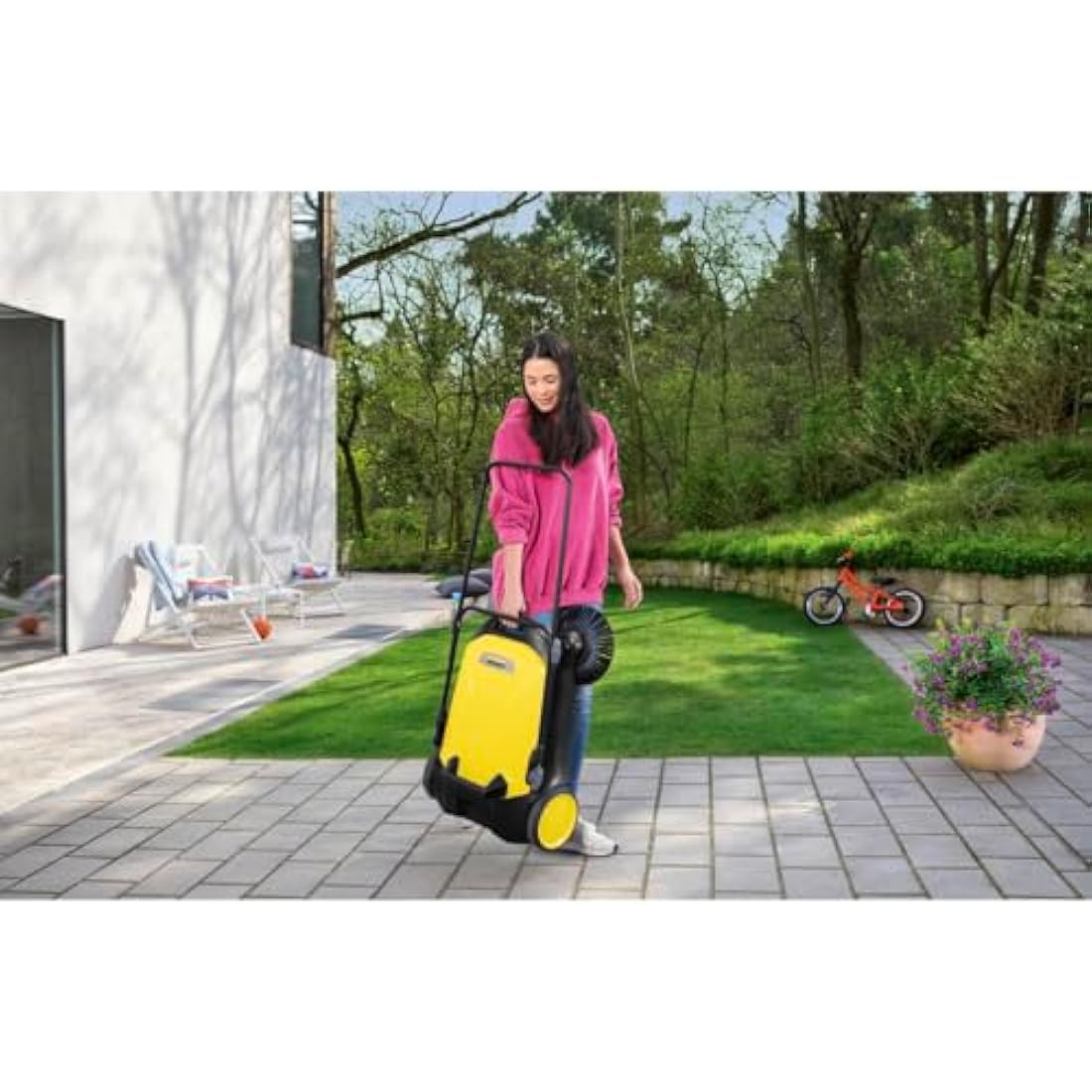 Kärcher S 4 Mechanical Sweeper – Manual Outdoor Floor Cleaner, Yellow
