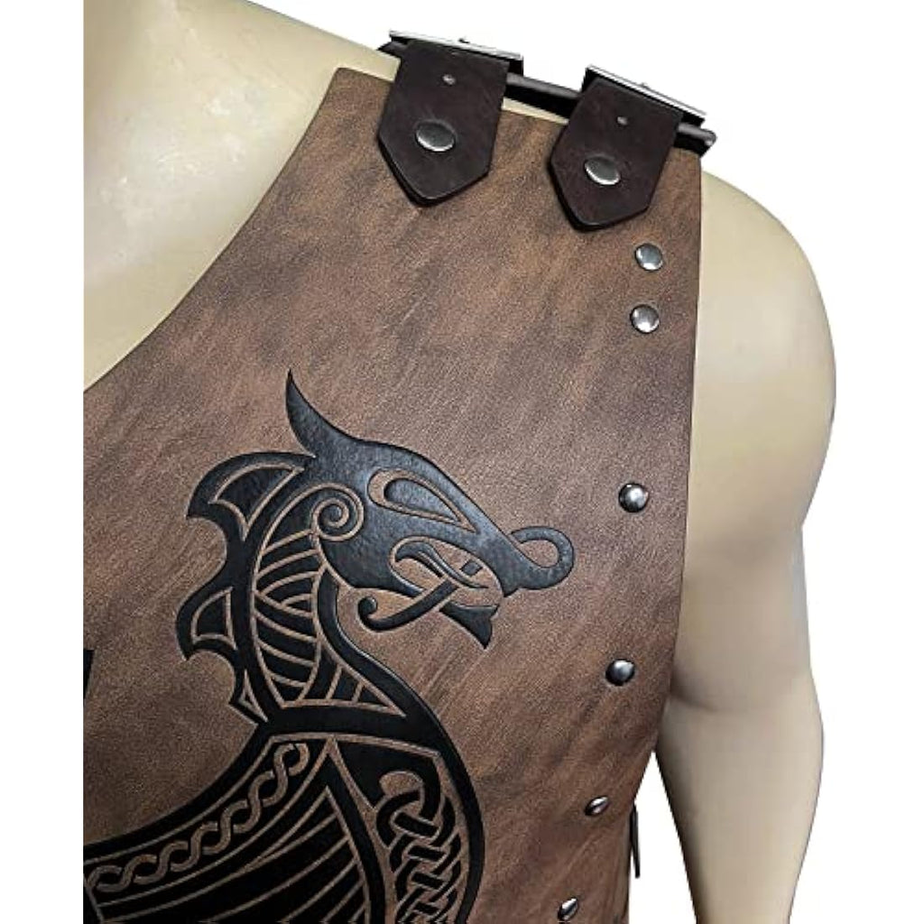 HiiFeuer Viking Chest Armor – Faux Leather Medieval Knight LARP Costume