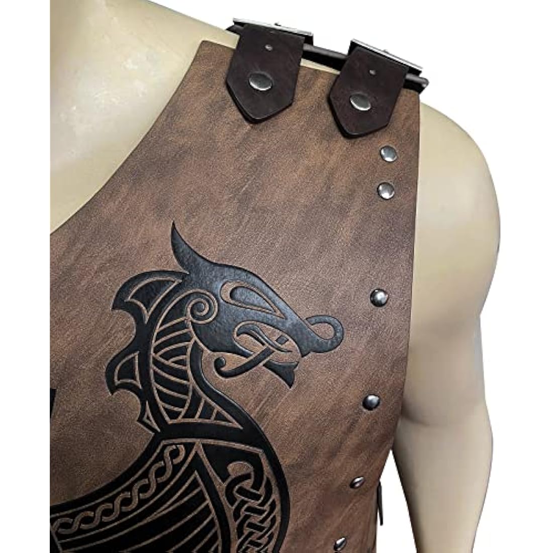 HiiFeuer Viking Chest Armor – Faux Leather Medieval Knight LARP Costume