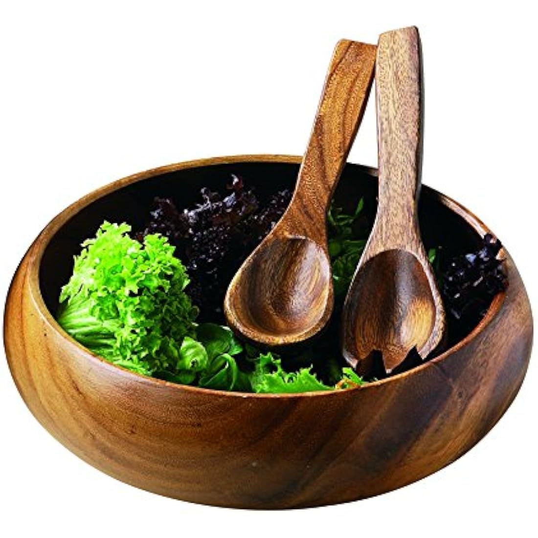 Jolof Store Acacia Wood Salad Bowl – Large Hand Carved Serving Bowl