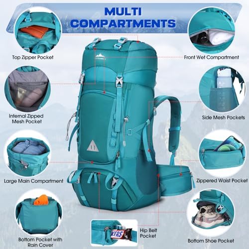 60L Hiking Backpack – Waterproof Lightweight Camping Rucksack
