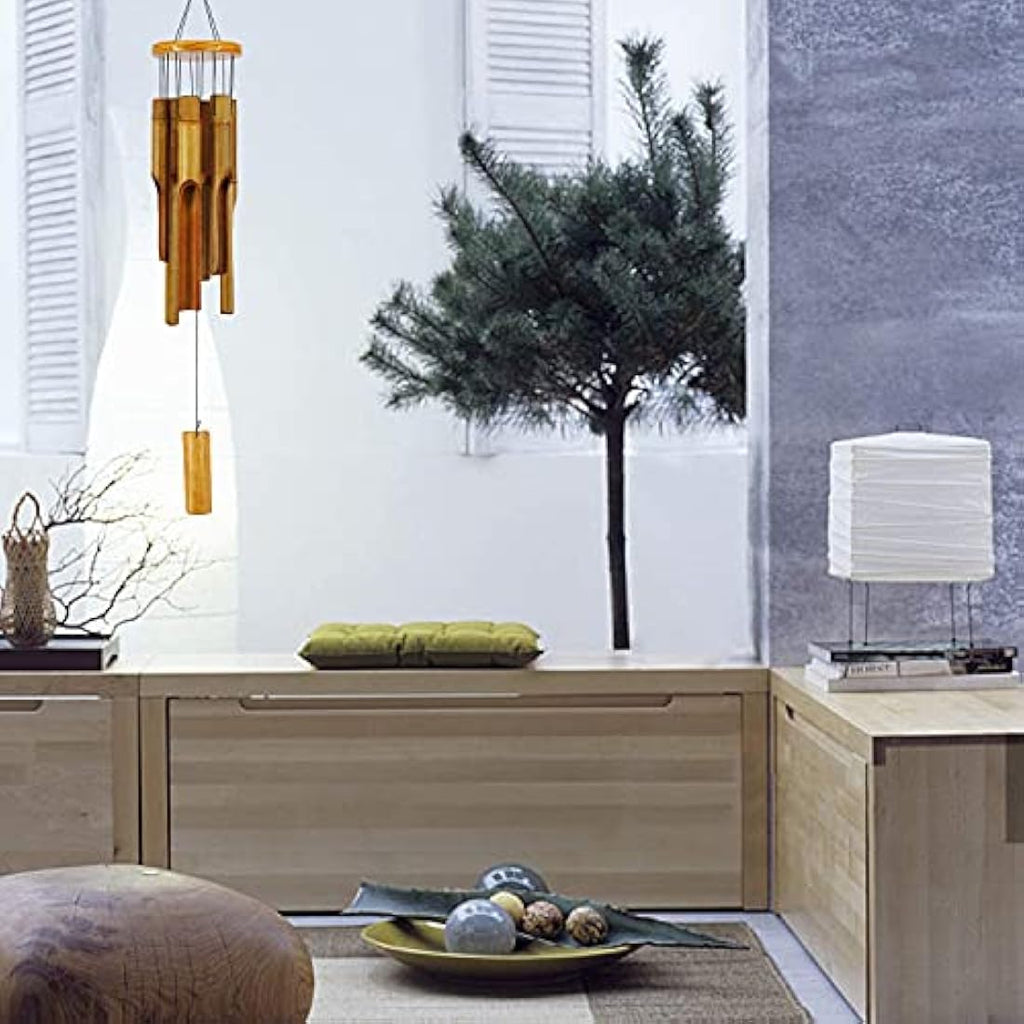 Astarin 30" Bamboo Wind Chimes – Handmade Wooden Zen Garden Decor