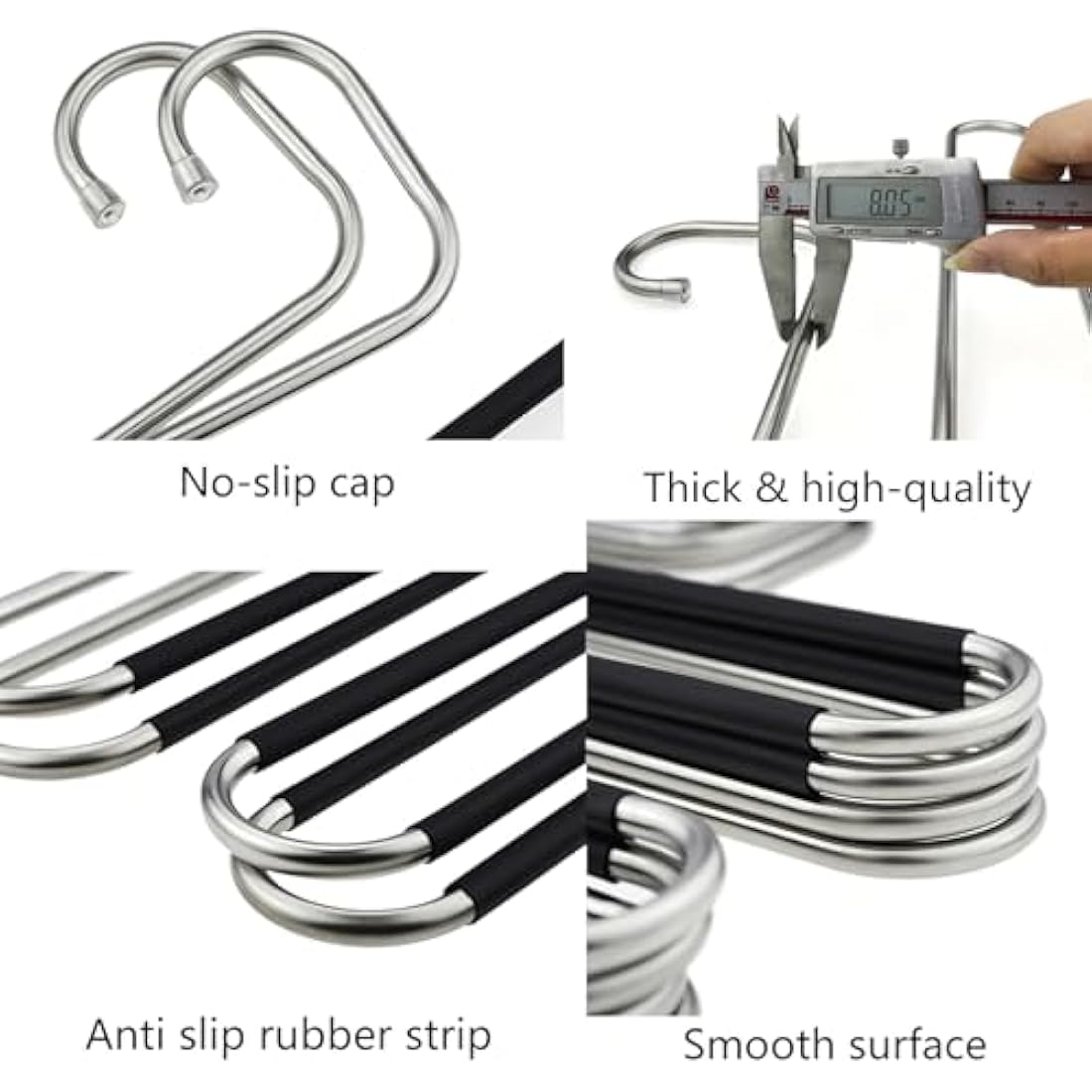5-Tier S-Type Pants Hangers – Stainless Steel 3 Pack