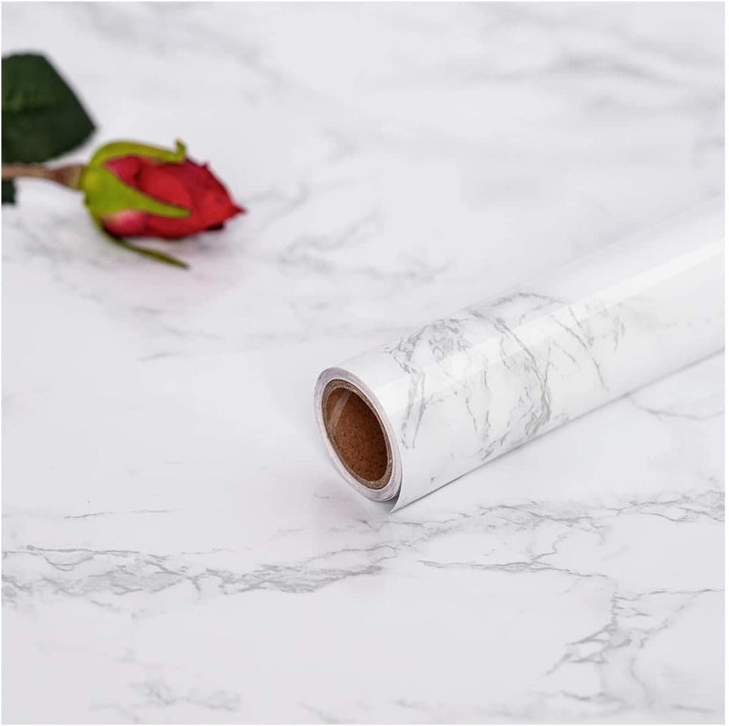 Hode White Marble Vinyl Wrap – 90cmx600cm Self Adhesive Wallpaper