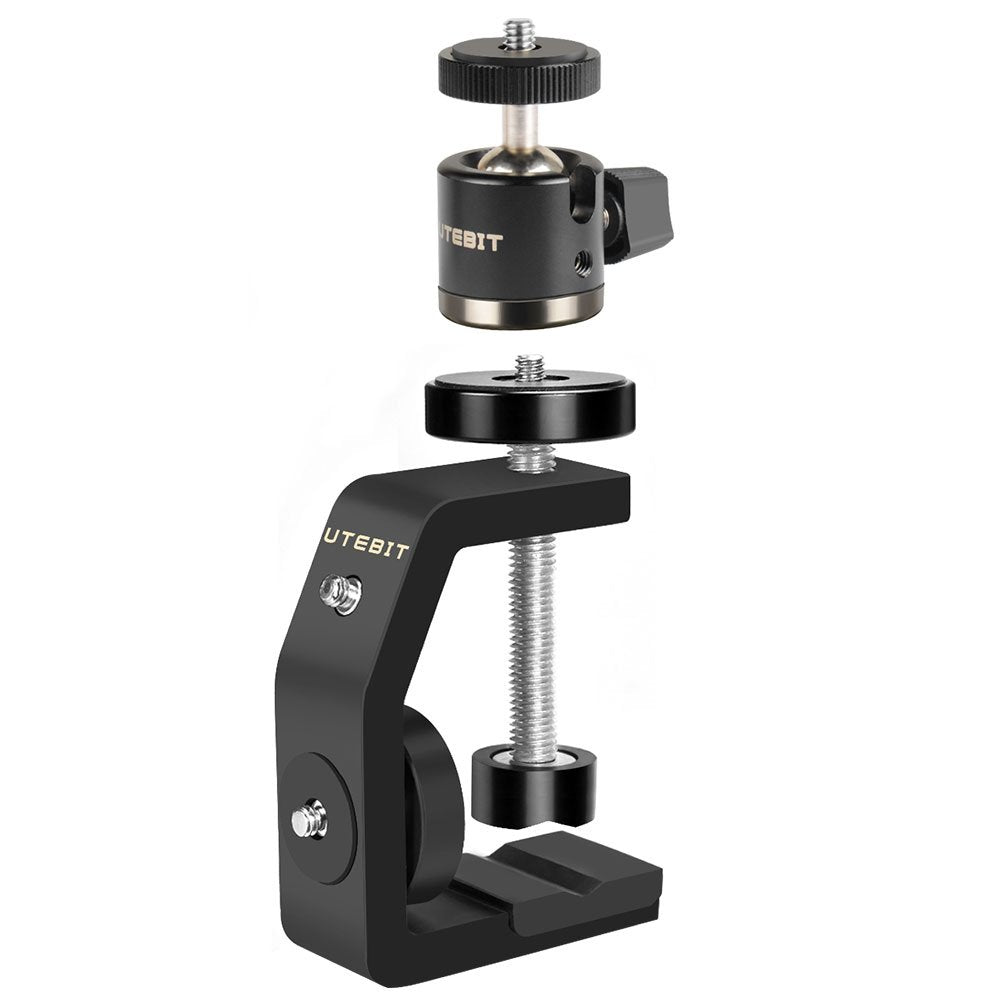 UTEBIT C Clamp Camera Mount with 360° Swivel Ball Head - Aluminum Alloy