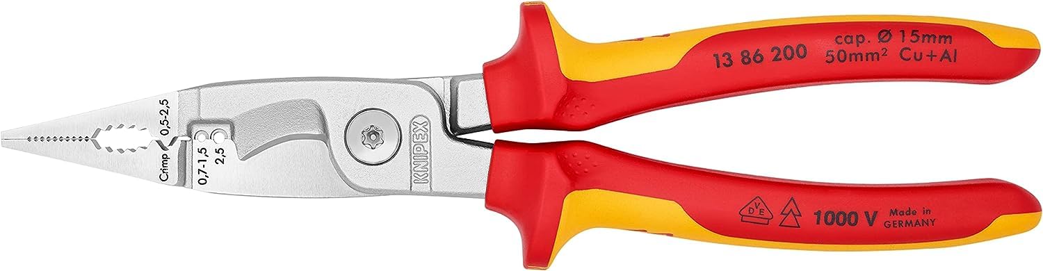 KNIPEX 6-in-1 Electrical Installation Pliers | VDE Insulated 200mm