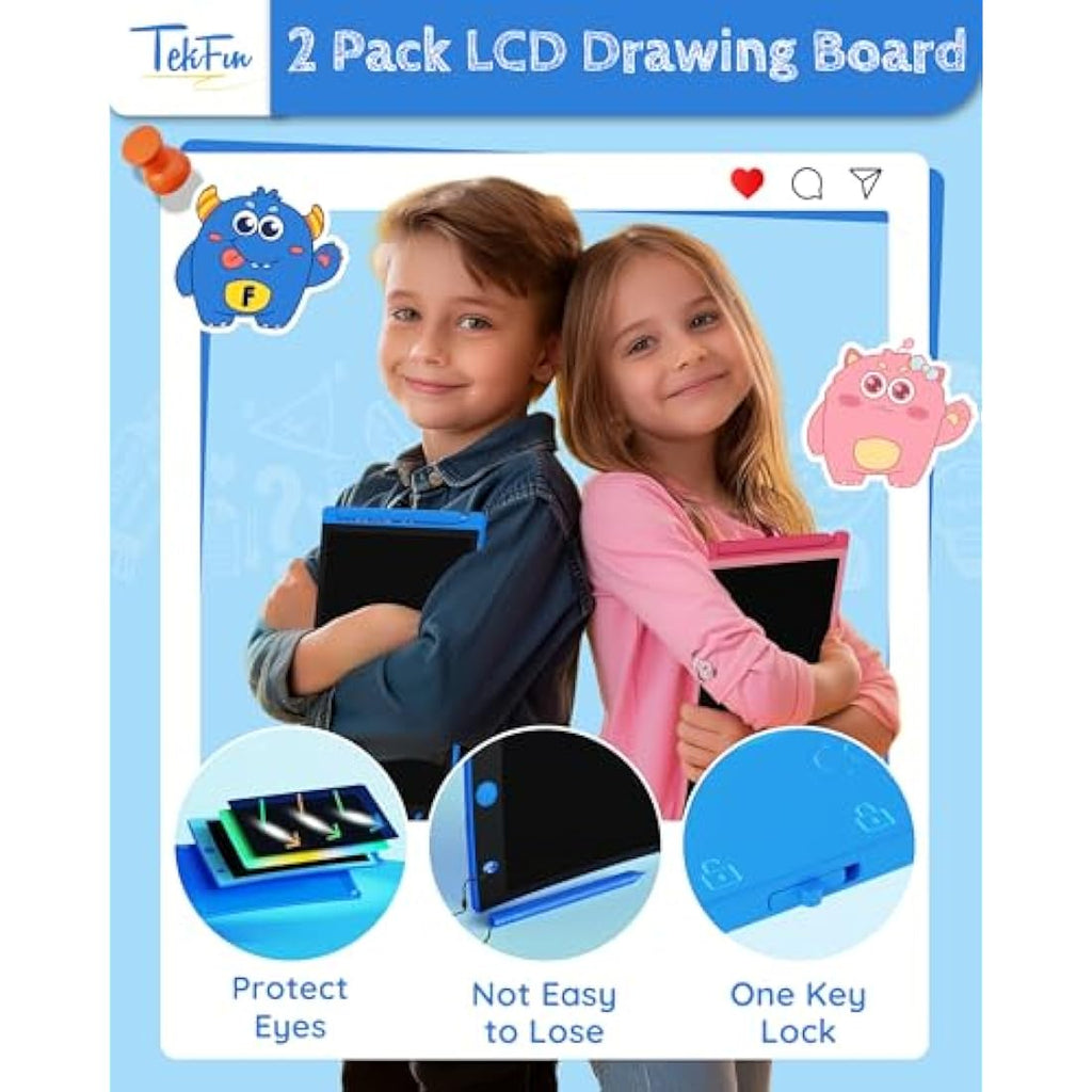 TEKFUN 8.5" LCD Writing Tablet 2-Pack | Colorful Drawing Board for Kids