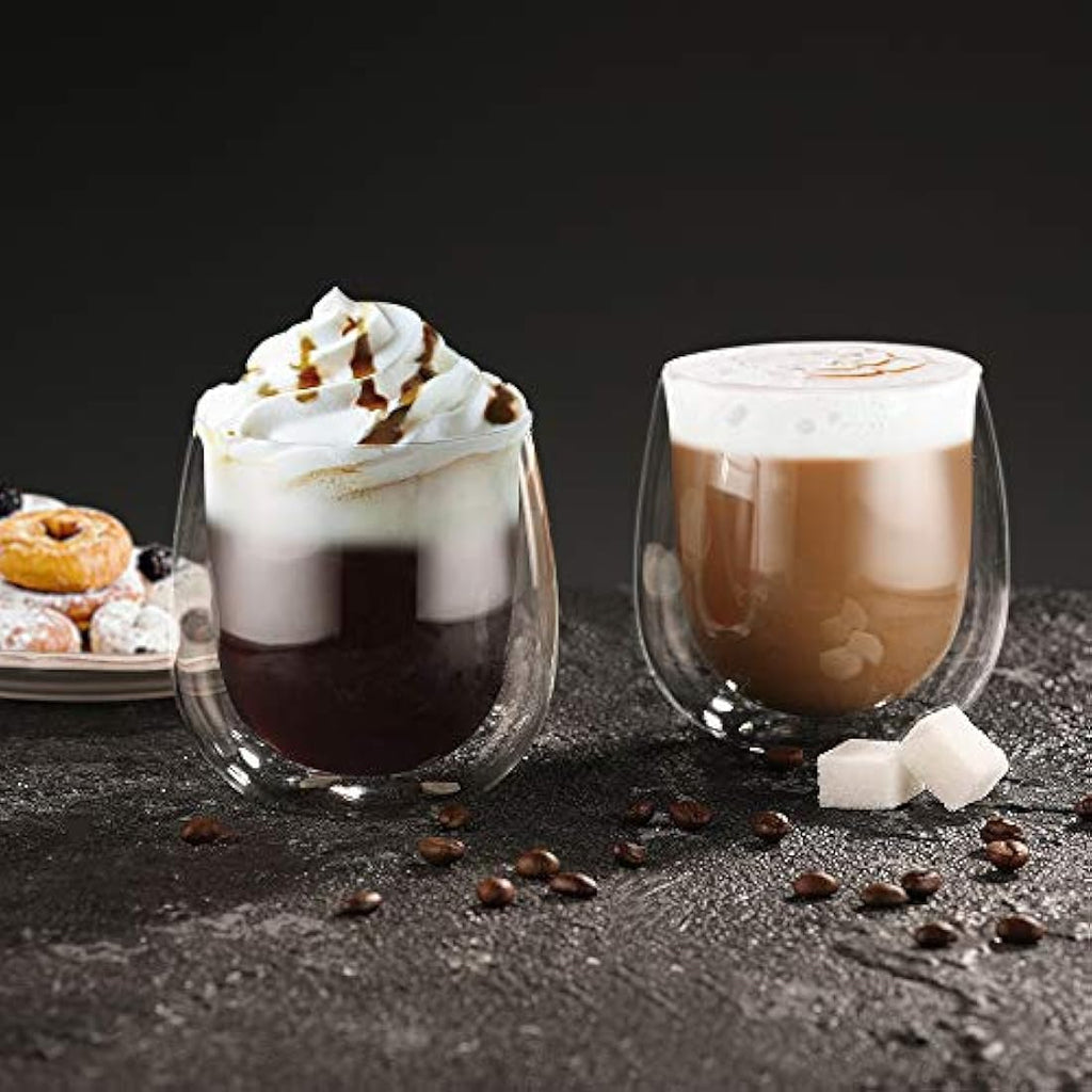 Glastal 6x250ml Double Walled Coffee Glasses | Borosilicate Glass Mugs