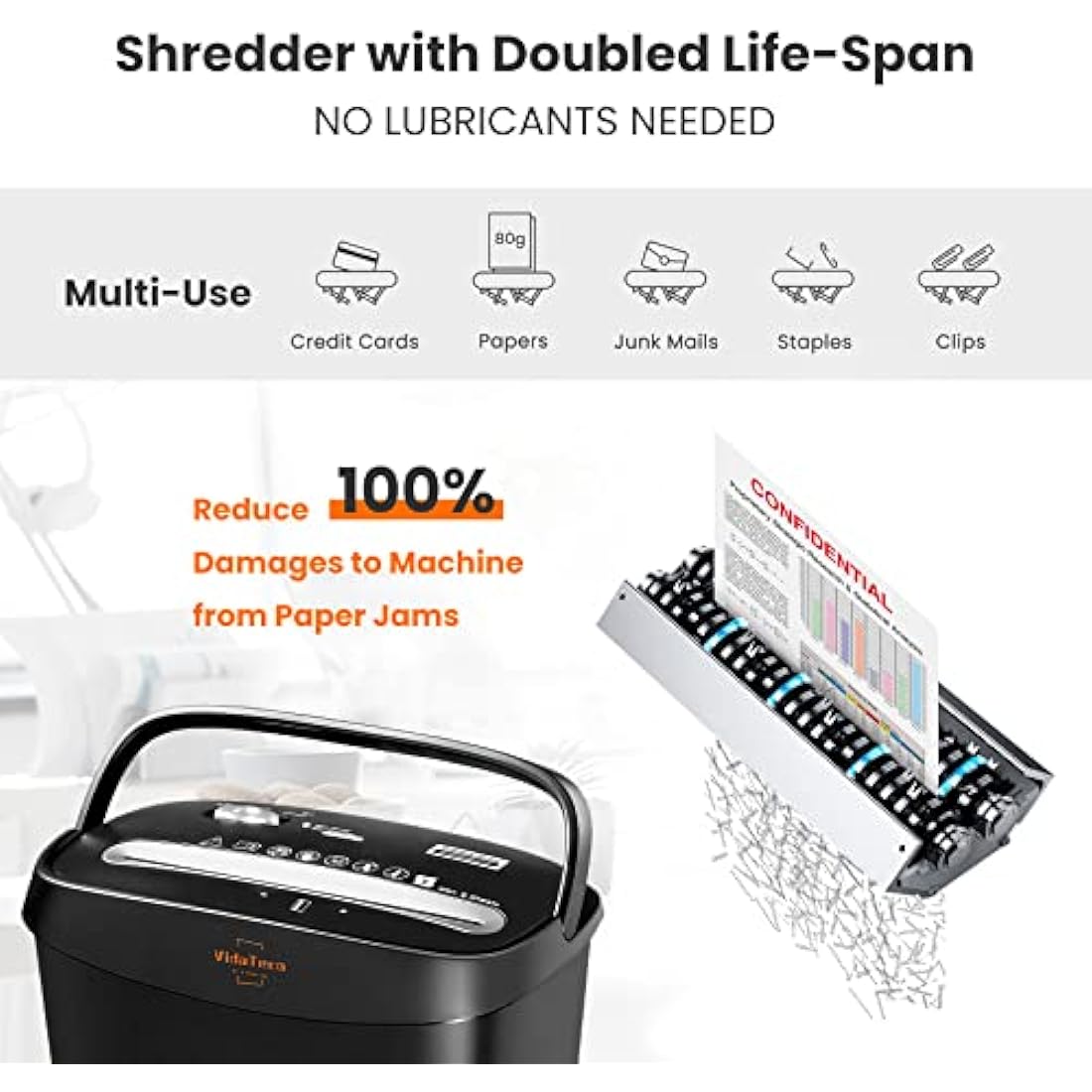 VidaTeco 10-Sheet Micro-Cut Paper Shredder | P-4 High Security