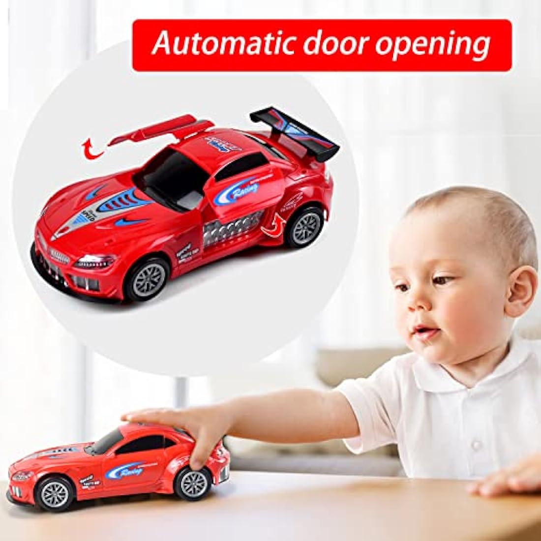 Jolof Store Transforming Car Toy with Lights and Sound - 1:36 Red