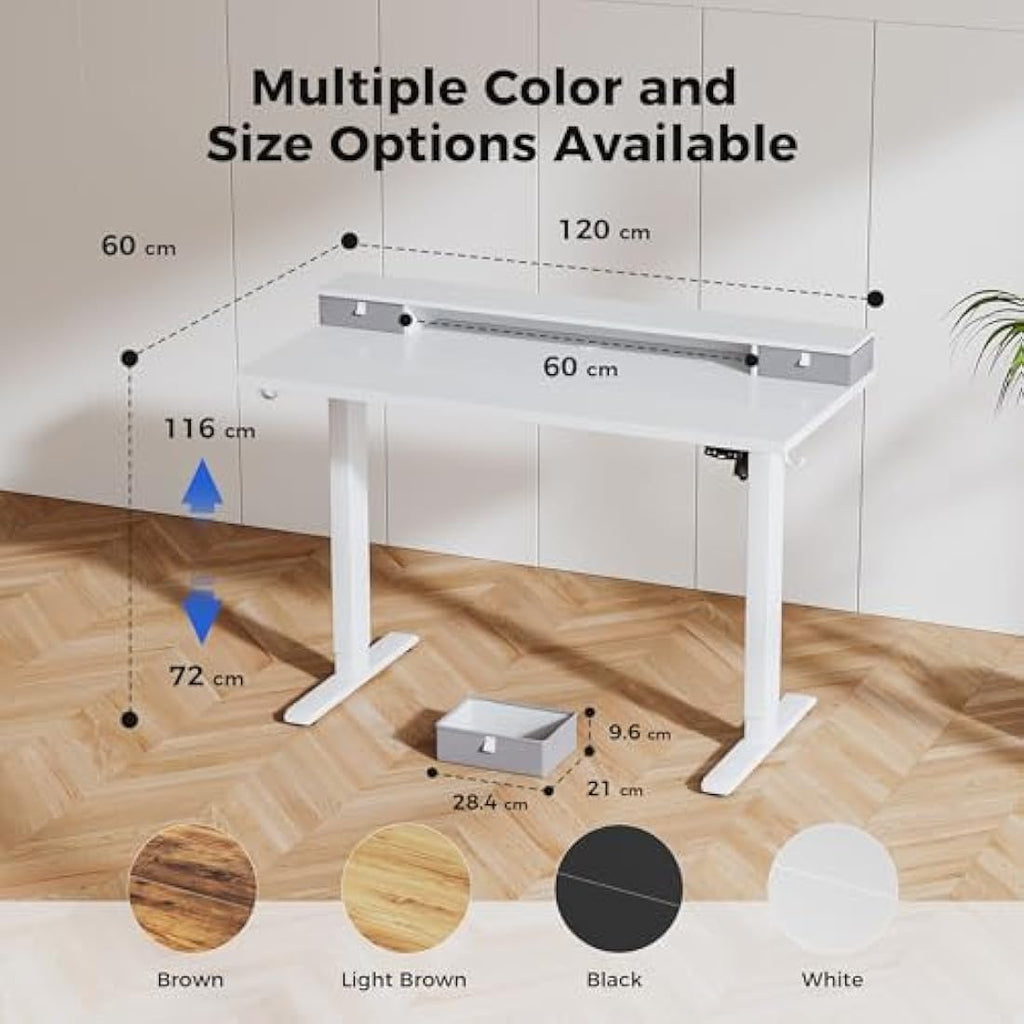 Agilestic Electric Standing Desk | 120x60cm Sit-Stand Desk with 2 Drawers