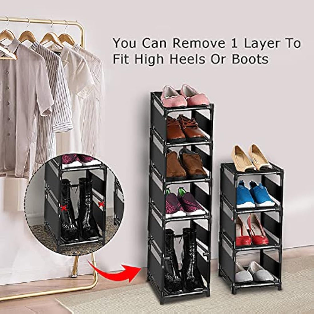 Esonstyle 10-Tier Narrow Shoe Rack – Metal Vertical Space Saving Organizer