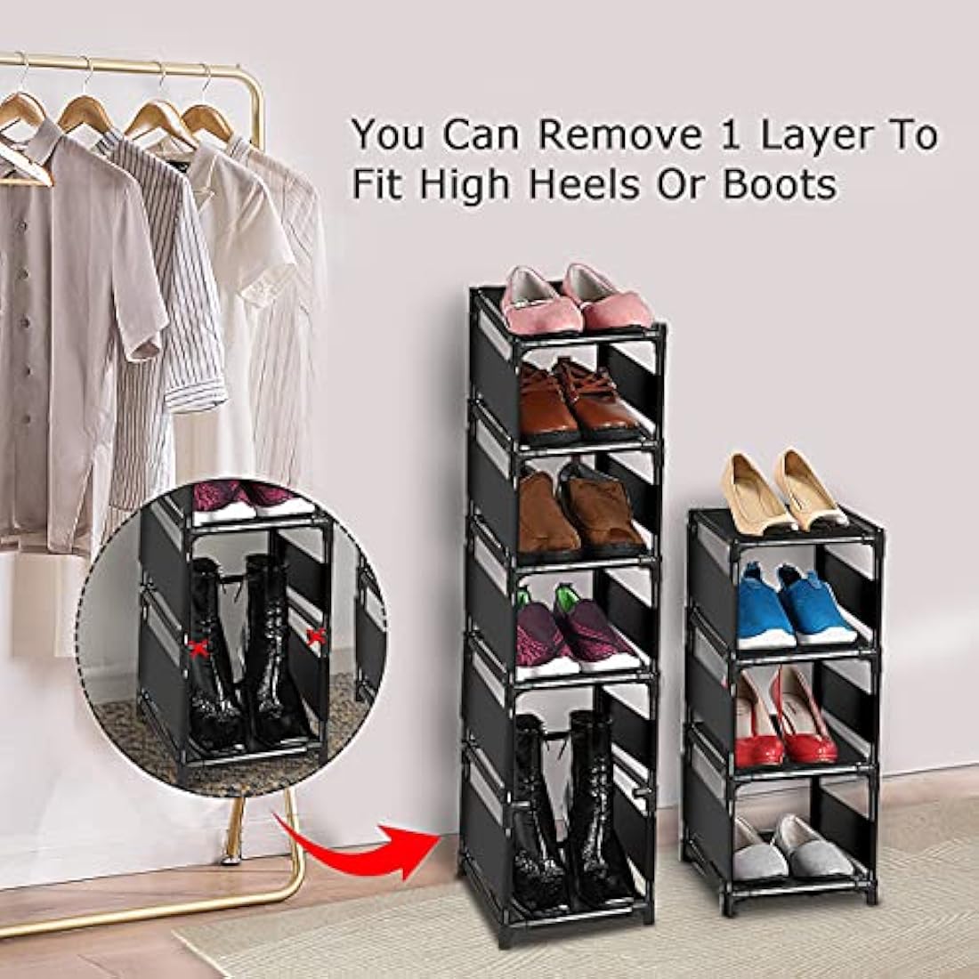 Esonstyle 10-Tier Narrow Shoe Rack – Metal Vertical Space Saving Organizer