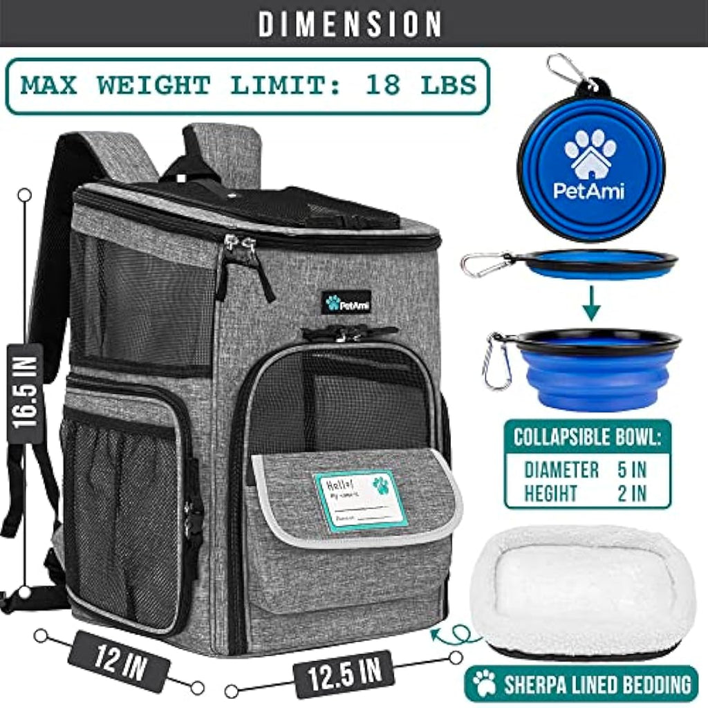 PetAmi Pet Carrier Backpack - Airline Approved Ventilated Cat & Dog Bag