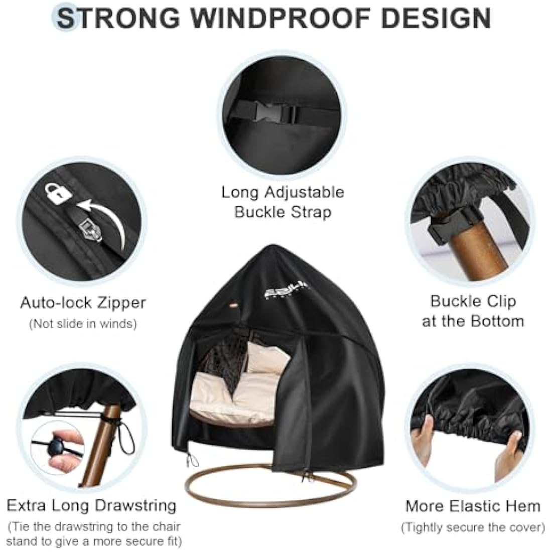 Ezilif Double Egg Chair Cover | 420D Oxford Waterproof Heavy Duty Cover