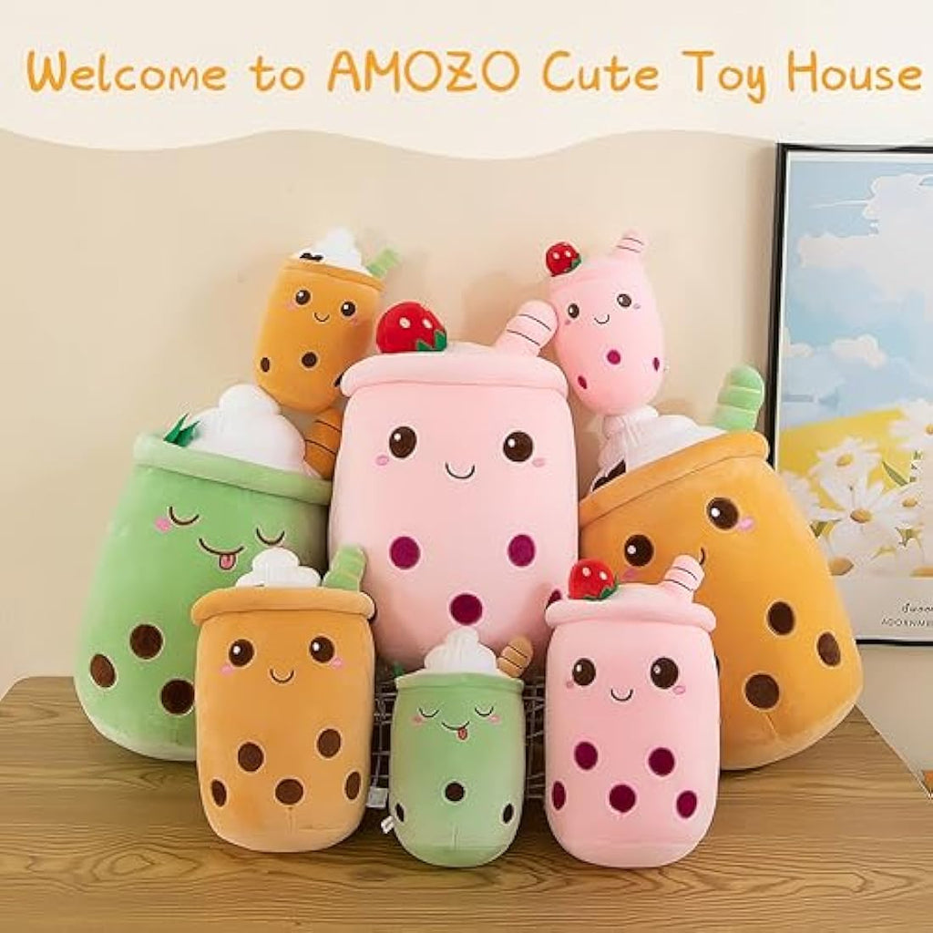 Jolof Store Boba Tea Plush Pillow – Soft Brown Stuffed Animal (24cm)