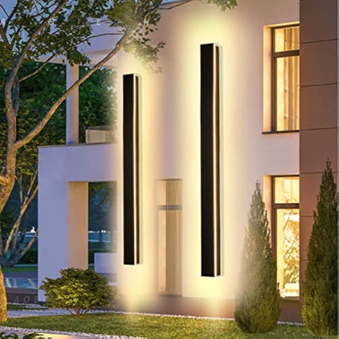 Modern LED Outdoor Wall Light | 100cm Black IP65 Waterproof